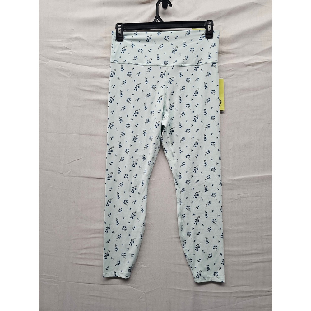All in Motion Womens Floral High Rise 7/8 Leggings Green Nylon Blend Size XL